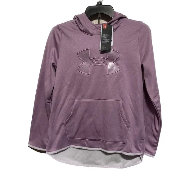 Under Armour Hoodie Glitter Logo Pullover Purple Girls Youth Large NWT - Picture 1 of 8
